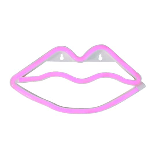 5.5&#x22; Neon Pink LED Lips Wall Sign